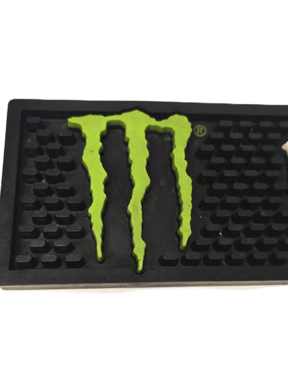 Monster Energy Drink Rubber Bar Mat 20.5 x3.25 Spill Man Cave Black Green Logo